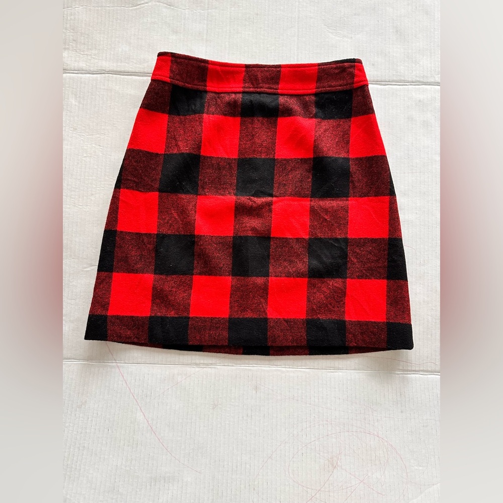 J.Crew Buffalo Check Wool Mini Skirt – Size 2